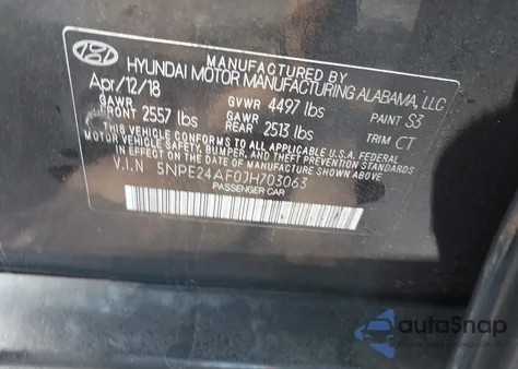 2018 Hyundai Sonata Se из США, поврежденный, VIN 5NPE24AF0JH703063